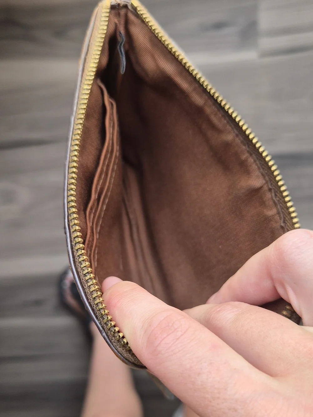 COACH Signature Canvas Wristlet in Brown and Tan Y2K